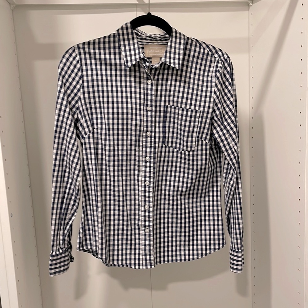 Banana Republic blue gingham “soft wash” shirt size small